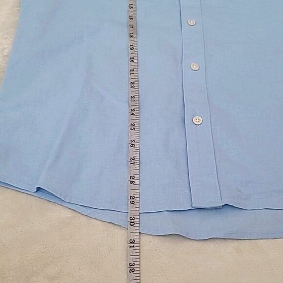 Michael Kors Linen Cotton Blue Button Down Shirt Mens Medium Tailored Fit Preppy - Picture 8 of 12